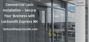 professional locksmith performing commercial lock installation on an office door for Locksmith Express MK in Florida